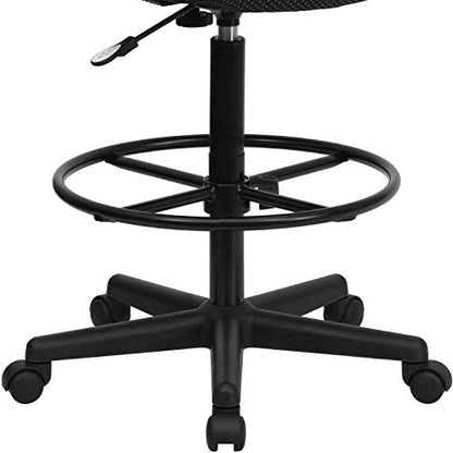 BizChair Black Patterned Fabric Adjustable Height Drafting Chair with Adjustable Foot Ring - color: Black Patterned