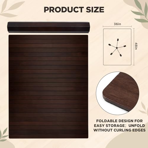 Leinuosen 36" x 48" Office Bamboo Chairmat for Carpet Floor Mat Highly Premium Quality Anti-Slip Office & Home Floor Protector Low Pile Carpet Chair Mat, 5mm Thick(Without Lip,Cherry Wood) - color: Cherry Wood, style: Without Lip