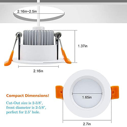 2 Inch LED Downlight, Recessed Lighting Dimmable Ceiling Light, 3W, 3000K Warm White, CRI80 with LED Driver(35W Halogen Equivalent), 8 Pack - color: Warm White, size: White/8 Pack