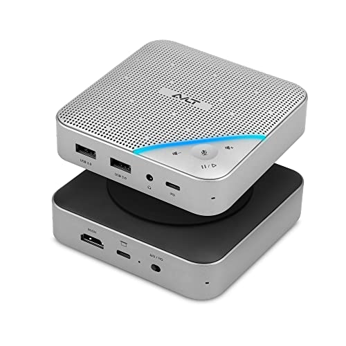 AVLT USB-C Speakerphone Hub, 360° Omnidirectional Sound Conference Microphone | with PD 85W Charging, 5Gbps Data Transfer, 4K HDMI Output, Portable and Space-Saving for Meetings