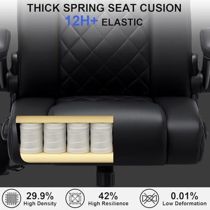 HOFFREE Comfy Computer Chair with Adjustable Lumbar Support (Black) - color: Dark