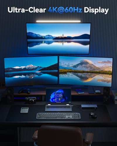 Selore USB C Docking Station 3 Monitors Laptop Hub Dual 4K HDMI +DP | 10Gbps USB-A/C Data Transfer, 100W PD, Ethernet, Audio, SD/microSD Slot,USB-C Dock for Dell XPS/HP/Lenovo - color: Space Gray