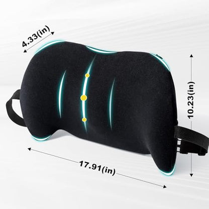 BYMECOST Lumbar Support Pillow for Car, Memory Foam Car Back Cushion - color: Black Brushed Fleece