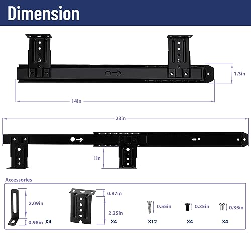 14" Keyboard Slide Heavy Duty Ball Bearing Slides Computer Tray Under Desk Rails Rack Cabinet Furniture Drawer Hardware Accessories with Adjustable Height Bracket & L Extension Support Bracket (Black) - style: Black