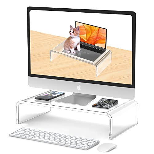 Acrylic Monitor Stand Riser Clear Laptop Stand Riser L14 xW7.5 xH4 - size: 14''
