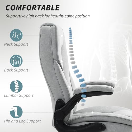 HOMCOM High Back Office Chair Executive Desk Chair, Gray - color: Grey