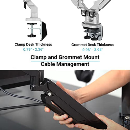 Dual Monitor Arm Gas Spring Stand, Fits 17"-32" Monitors, Holds Up to 40lbs - style: Dual 17"-32" White