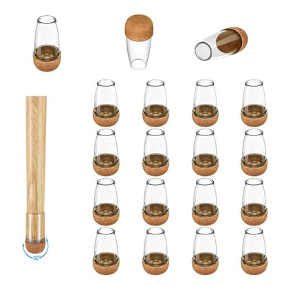 16 Pack Chair Leg Floor Protectors for Hardwood Floors, Round Rubber Furniture Sliders, 360°Felt Pad Bottom Wrapped Thickening Silicone Furniture Legs Caps Covers(Round,Clear-Brown-S) - size: Transparent-S