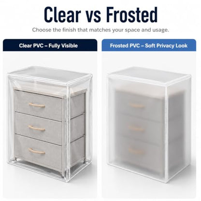 Custom Frosted PVC Dust Cover, Made to Size, Zipper Drawstring - color: Frosted Pvc
