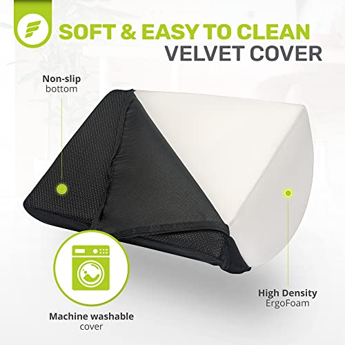 ErgoFoam Tall Foot Rest Premium Velvet Large Soft Foam Footrest for Back, Lumbar, Knee Pain | Rocker Foot Stool (Black) - size: Tall