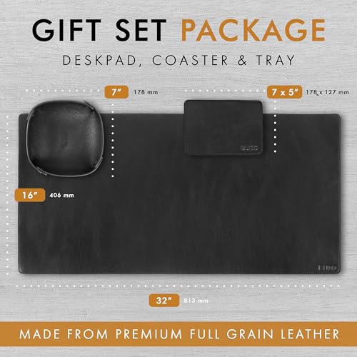 ELIZO Leather Desk Pad Real Leather Desk Mat Thick (3mm) Double Layer (32x16) Cover Blotter Desk Protector Large Computer Mat for Keyboard Mouse Pad Table Laptop Mat Office Accessories - Carbon - color: Carbon, size: 32" x 16"