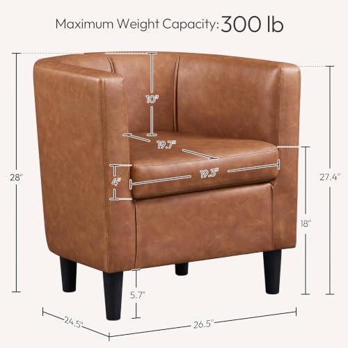 Yaheetech Barrel Accent Chairs Set of 2, Modern Armchairs, Brown | Faux Leather Chair with High-Density Foam Seat, Upholstered Barrel Sofa Chair for Living Room Bedroom Waiting Room - color: Brown, size: Set of 2