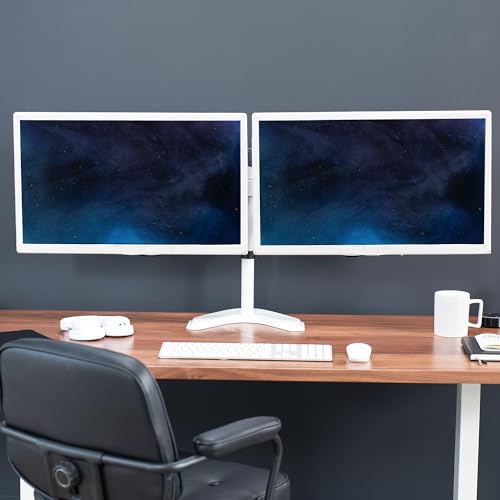 VIVO Dual LED LCD Monitor Free-Standing Desk Stand - color: White, size: 13" - 32" screens