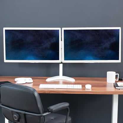 VIVO Dual LED LCD Monitor Free-Standing Desk Stand - color: White, size: 13" - 32" screens