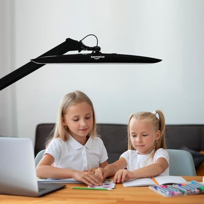 20-Inch LED Desk Lamp with Clamp, 24W 2200LM, Protected Arm, Black | 117 SMD LEDs deliver eye-caring daylight illumination with 4 brightness levels and reinforced dual metal arms - size: BLACK-NonCCT-Protective