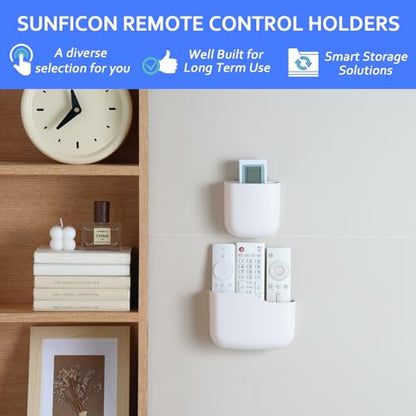 Remote Holder Wall Mount TV FAN Remote Control Holder Bedside Caddy Wall Organizer Phone Holder for Office Adhesive Media Player Controller Holder Box Tray Home Desk Nightstand 1 BIG 2 SMALL WHITE - color: 1BIG2SAMLL WHITE