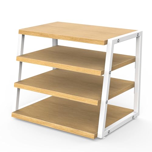 Fenge Desk Shelf Organizer, 4-Tier Tower Desktop Office Shelves, Oak - color: Oak