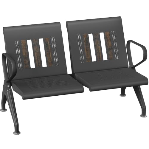 2 Seat Waiting Room Bench with Arms Steel Frame Reception Guest Chair - size: 2 Seat