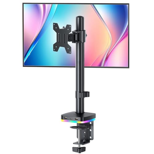 RGB Monitor Arm with USB Hub, Desk Mount for 13-27" Monitors, Data Transfer