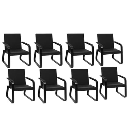 Waiting Room Guest Chair with Padded Arms, PU Leather Office Furniture, Lobby Conference Reception Chairs, Office Guest Seating for Clinic,Airport,Hospital,Barber,Salon,Bank(Black, 8) - style: 8-1-Seat Chair