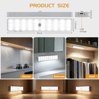 Racokky Under Cabinet Lighting with Remote, Motion Activated Closet Light