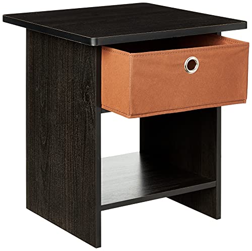 Furinno Dario End Table / Side Table / Night Stand / Bedside Table with Bin Drawer, 2-Pack, Americano/Medium Brown - color: Americano/Medium Brown, size: 2-Pack, Upper Bin