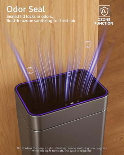 Kitchen Trash Can with Lid 13 Gallon, Automatic Touchless Sensor with Legs | Smart Butterfly Soft-close Lid, 2400mAh Rechargeable Battery, with 20 Trash Bags for Office Bedroom - color: 20 Count Trash Bags