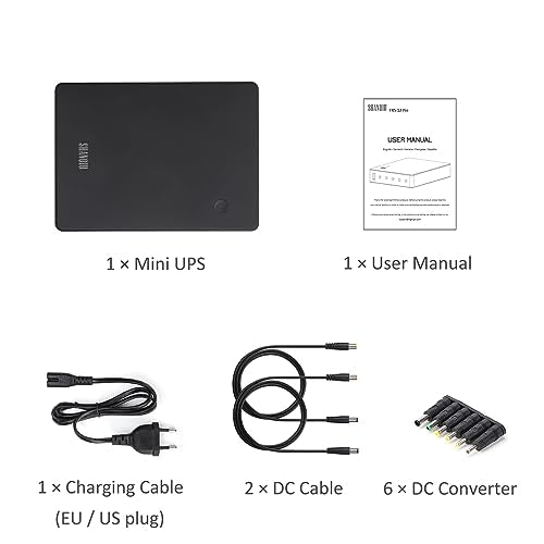 Mini UPS Battery Backup for Router, Modem, Security Camera - size: 74Wh AC-DC