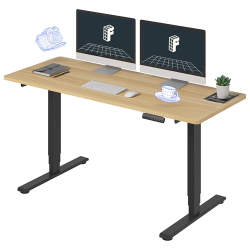 FLEXISPOT E6 3-Stage Dual Motor 60 x 24 Electric Standing Desk Sit Stand Up Desk, Holds 220 lbs, Adjustable Height w/Memory Presets, One-Piece Maple Desktop & Black Frame, Ships in 2 Boxes - color: Black Frame + Maple Top, size: 60"x24" Whole-Piece