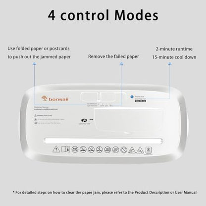 Bonsaii Quiet Strip-Cut Shredder, Up to 8 Sheets, Offering high Security, CDs, Credit Cards, Overheat Protection, Equipped with a 3.4-Gallon bin, Operates Quietly, Ideal for Home Office, White - color: White, size: 8-sheet | Strip Cut