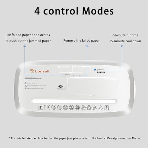 Bonsaii 8-Sheet StripCut Shredder - High Security, CD/Credit Card, Overheat Protection, 3.4 Gal Bin, Ideal for Home Office, Low Noise Operation, White - size: 8 Sheet (White)