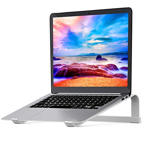 LENRUE Laptop Stand for Desk，Stable MacBook Pro Stand，Ergonomic Aluminum Computer Riser for 12 13 15 16.2 inch ，Computer Cooling Stand for Mac MacBook Pro Air,HP, Dell, More PC Notebook (Silver) - color: Silver
