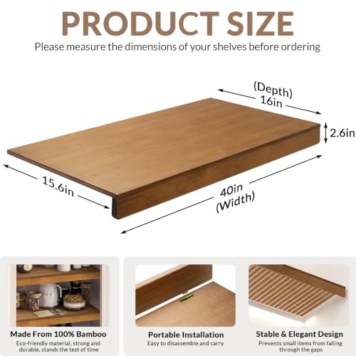 Gashell Wire Shelf Covers, Bamboo Wire Rack Covers for Pantry, Closet (4pcs, 40" W x 16" D) - size: 40"W x 16"D