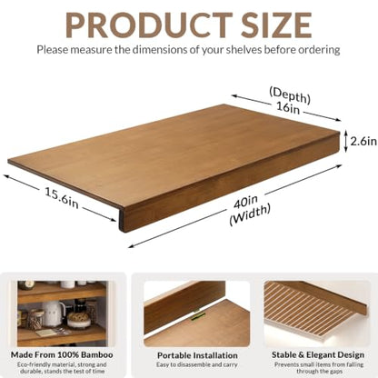Gashell Wire Shelf Covers, Bamboo Wire Rack Covers for Pantry, Closet (4pcs, 40" W x 16" D) - size: 40"W x 16"D