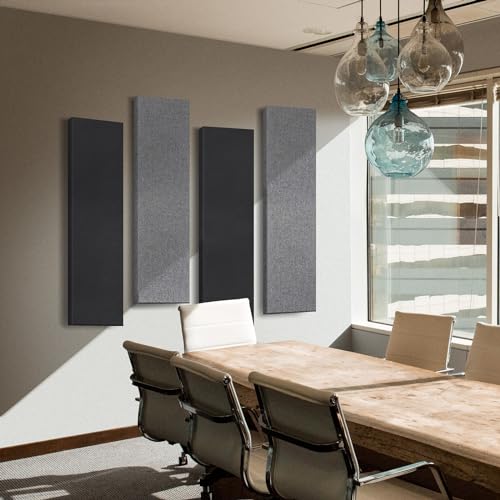 2 Pack Fiberglass Acoustic Panels 48"x12"x2" Soundproof Panels, Black - color: Black