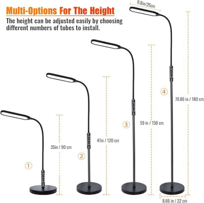 CRI95+ Floor Lamps for Living Room, 18W 3000LM Standing Lamp with 3 Color Temps, Gooseneck Adjustable Dimmable Lamp with Remote, Touch Control for Bedroom, Office, Tattoo Light