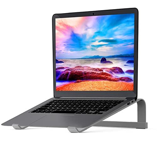 LENRUE Laptop Stand for Desk，Stable MacBook Pro Stand，Ergonomic Aluminum Computer Riser for 12 13 15 16.2 inch ，Computer Cooling Stand for Mac MacBook Pro Air,HP, Dell, More PC Notebook (Space Gray) - color: Space gray