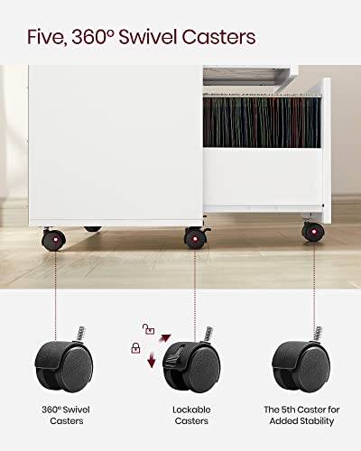 VASAGLE 3-Drawer Lateral File Cabinet, Home Office Printer Stand - color: Cloud White, size: 3 Drawers