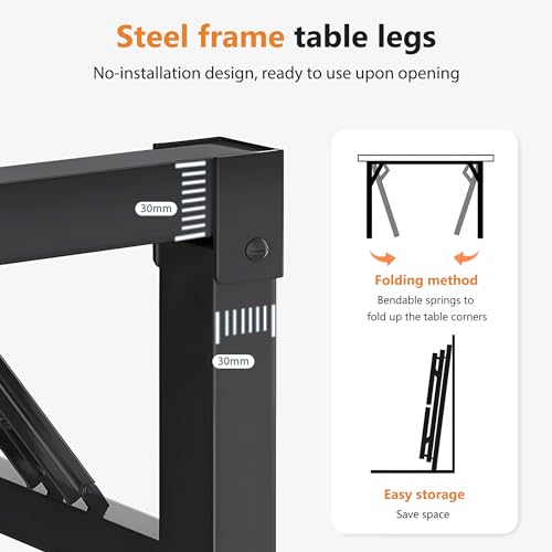 DlandHome 39.4 Inch Small Folding Computer Desk for Home Office, Black - color: Black + Black, size: 39 Inches