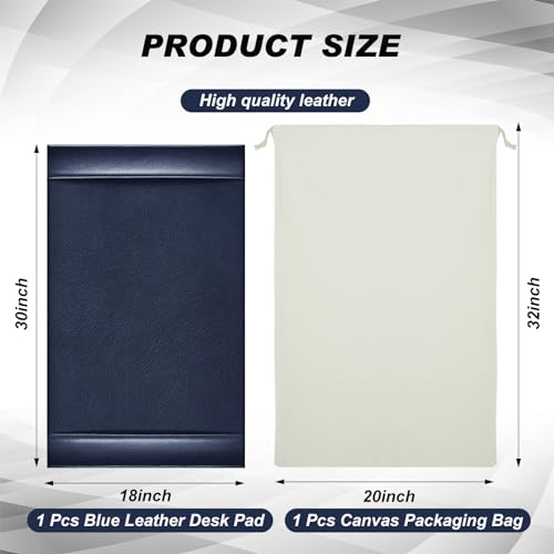 Leather Desk Pad Protector with Side Rails, Blue, 30 x 18 Inch - color: Blue, size: 18" x 30"