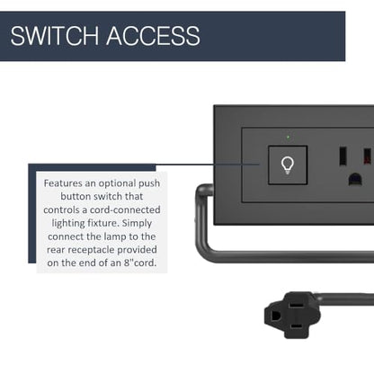 Legrand radiant Furniture Power Strip USB A/C and Switch Black 6 Ft Cord