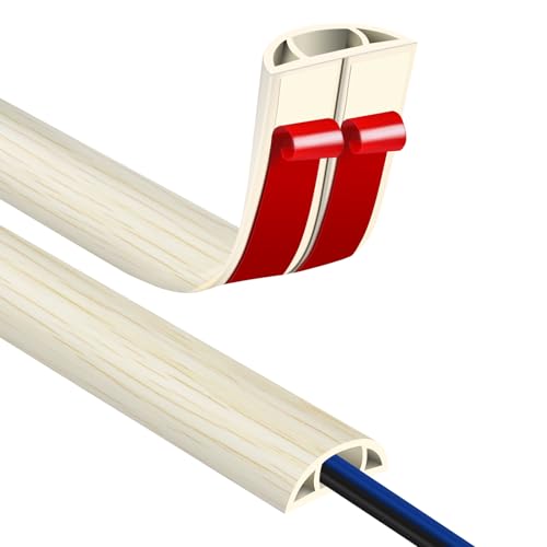 Floor Cord Covers for Wires 10FT Cable Hider Wire Cover Self Adhesive Cord Hider Floor for Offices, Homes, Workshops, Warehouses Cable Cavity 0.39" W x 0.27" H - color: Beige Wood, size: 1.18" x 10'