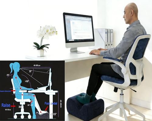 Desk Footstool - Ergonomic, Non-Slip Footstool with Two-Way tilt Design and Comes with a Removable, Washable Cover. Suitable for desks, Homes, Offices, and Cars (Dark Blue). - color: Dark Blue