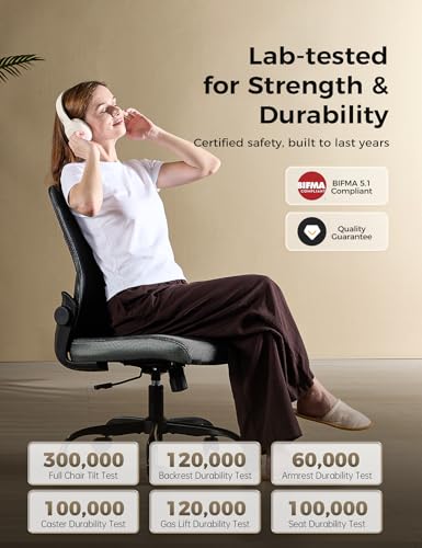 Mesh Office Chair, Armless Ergonomic Desk Chair for Small Spaces | Adaptive lumbar support, 2.8inch dual-density foam and quiet casters suit computer work, gaming and study, sturdy 300-lb base - color: Blk
