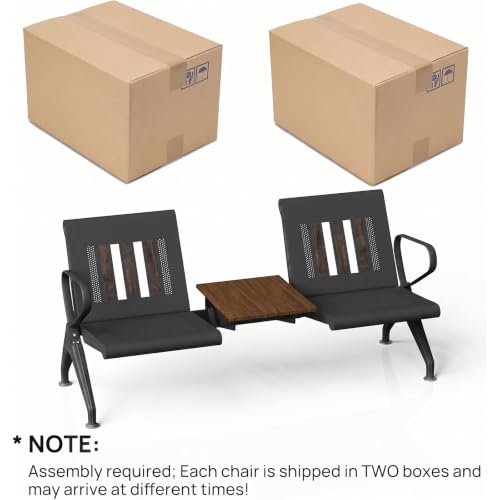 wonline Waiting Room Chairs 2 Seat w/Table, Waiting Room Chairs with Arm, Office Furniture Lobby Conference Reception Bench Office Guest Seating for Clinic Airport Hospital Barber Salon Bank - size: 2 Seat with Table