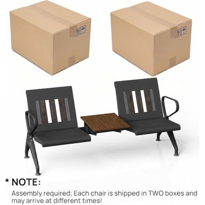 wonline Waiting Room Chairs 2 Seat w/Table, Waiting Room Chairs with Arm, Office Furniture Lobby Conference Reception Bench Office Guest Seating for Clinic Airport Hospital Barber Salon Bank - size: 2 Seat with Table