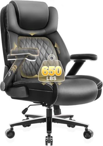 Big and Tall Office Chair,5D Flip Arms Wide Office Chair,Balck - color: Black, style: 5D Armrest