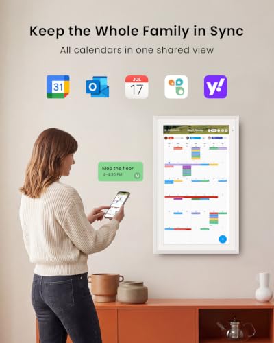 Apolosign 27-inch Digital Calendar, Smart Wall Planner with Calendar Sync, Chore Chart, Install Apps & Widget, Electronic Touchscreen Display for Family Schedules, Dual Mode, Wall Mount Included (White) - color: White