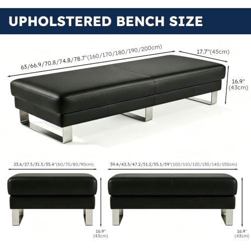 Waiting Room Bench Faux Leather Reception Seating for Office Lobby - color: Beige, size: 39.4"L×17.7"W×16.9"H