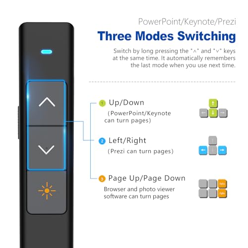 Wireless Presentation Clicker, PowerPoint Clicker with Laser Pointer | Presentation Remote for PowerPoint Presentations, Plug & Play USB Slide Advancer, Compatible with Mac/Windows/Linux/Android - color: Black